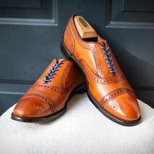 Allen Edmonds 9.5-D Strand Brown Burnished Cap Toe Oxford Mens Dress Shoes